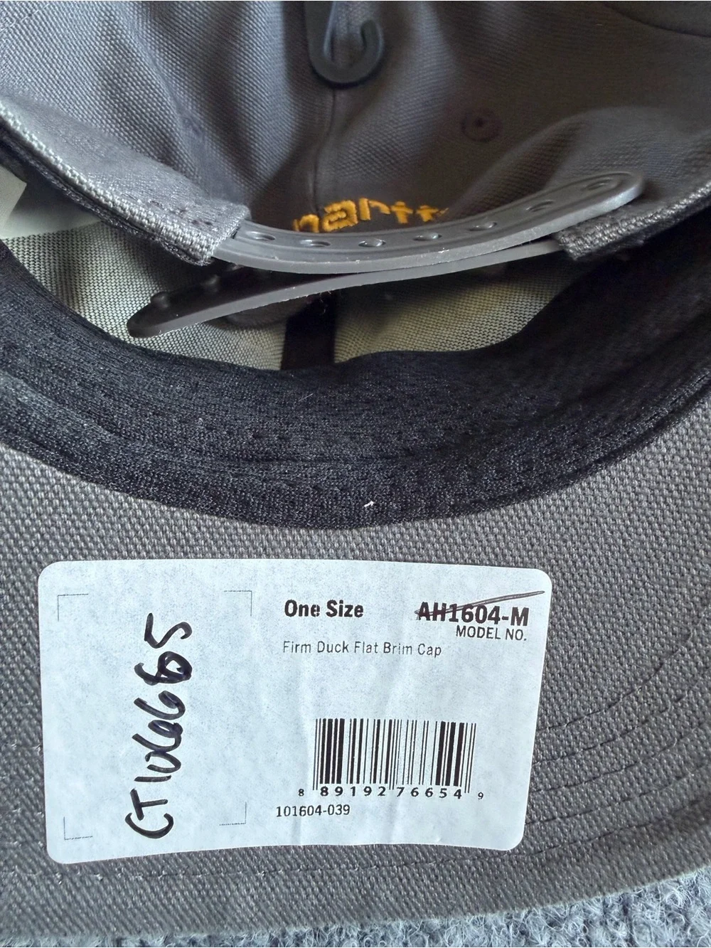 Carhartt Firm Duck Bill Charcoal Structured Snapback Cap with Logo Patch